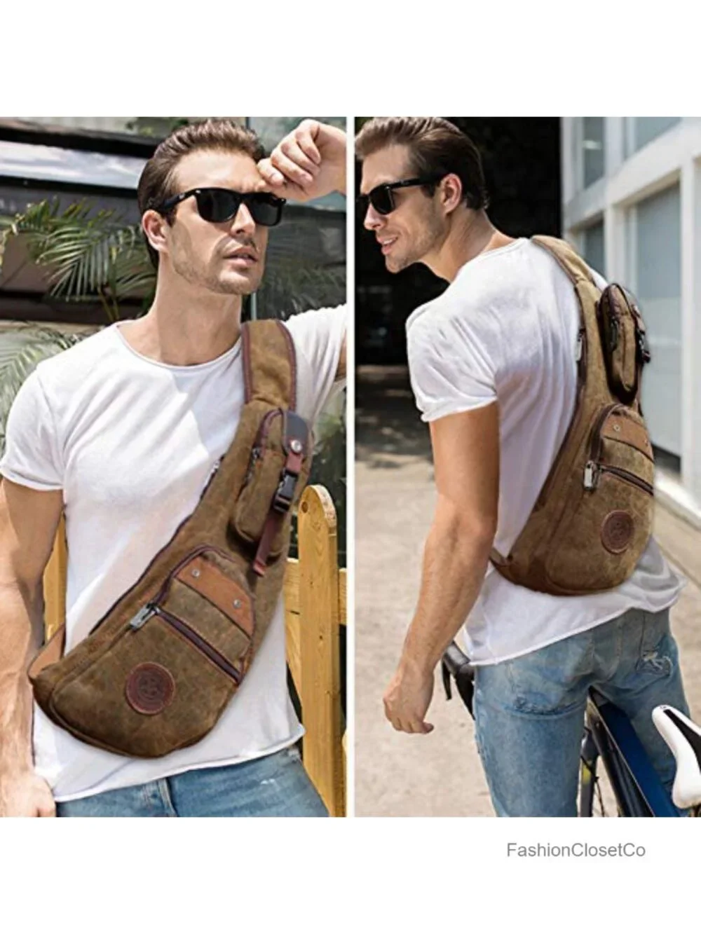 Canvas Sling Bag Crossbody Chest Pack Waterproof Daypack